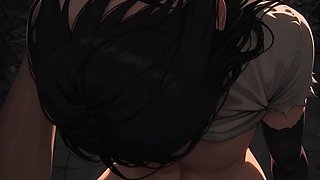 Nude redhead's glossy ass indoor, black-haired ruins tease