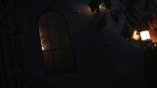 Hot blonde girl enters a forgotten mansion and gets coerced into a lesbian sex with a vampire girl