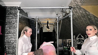 Spanked Sissy - Part 2 - Miss Jessica Wood & Mistress Ava Punish a Naughty Sissy with Wooden and Leather Paddles with Paddling