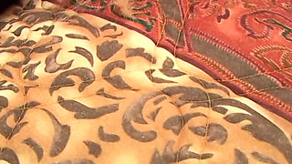 Slutty Blonde Fucks Herself with Huge Dildo on Sofa