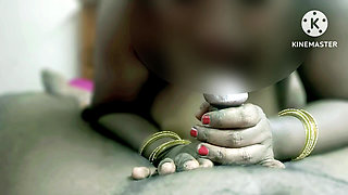 Horny housewife sharing her unsatisfied sex experience with her husband's brother while giving him blow & handjob