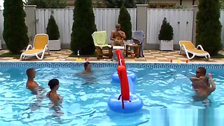 Outdoor pool sex party