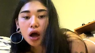 Horny japanese teen satomi stuffs herself with toy