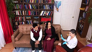 Stepmom and Therapyst Seduce Stepson in Wild Therapy Session