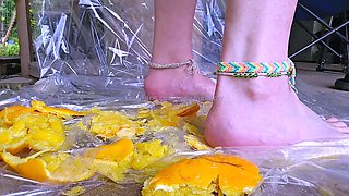 Cute teen girl enjoys foot fetish