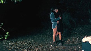 Small Hands' Outdoor Threesome Sparks Wild Lesbian Voyeuristic Desire