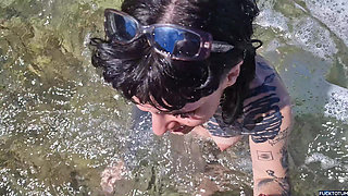 Outdoor Blowjob by the Sea From a Horny Stranger on the Nudist Beach