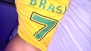 Brazilian babe enjoys POV doggystyle in national team's jersey