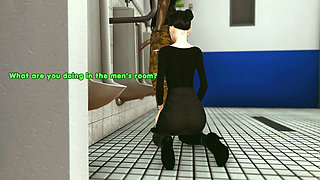 Men's Room. Asian Woman Wanted to Swallow a Stranger's Big Black Cock in the Toilet After Urinating. Emptie41