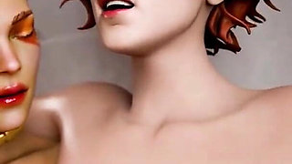 Big Breast Loba Rubbing Bald Pussy, Big Breast Morrigan Shaking Her Tits, Black Fire Fingering Her Stepsis, Compilation