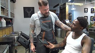 Rocco Steele pounds Romance bareback in the barbershop
