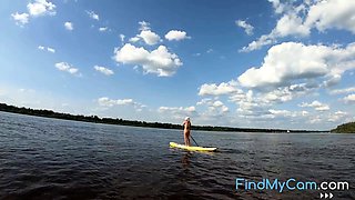 Big-Ass Blonde's Naked Walk on a Paddleboard