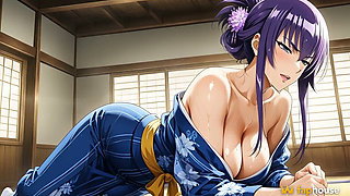 Saeko Busujima in a Kimono Takes Anal for the First Time - Ai Adaptation of Highschool of the Dead