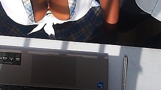 Busty Ebony Schoolgirl Step Daughter Fucks Stepdad