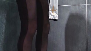 (Femboy)Hentai nun cosplay with black pantyhose high heel