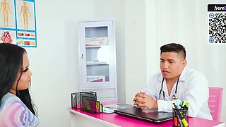 Brunette Nurse gets a lift in hospital