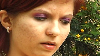 German Babe in White Pantyhose Got to Pee All Over