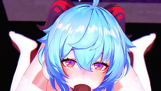 Genshin Impact - Ganyu's Sloppy Blowjob and Squirting Orgasm - 3D Hentai Animations