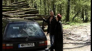 German Lady in Black Stockings Get Outdoor Fucked