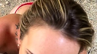 Hardcore ffm blowjob and doing handjob