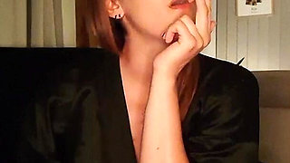 Smoking in Black Lingerie