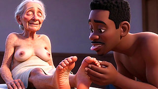Elderly Granny Getting Feet Oiled & Licked - Sole Licking Pleasure