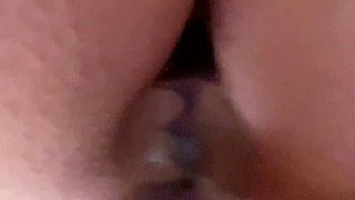 Tight ass brunette with shaved putz masturbating on stairs