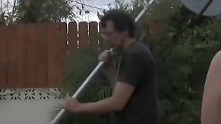 Big natural tits Rucca takes it in her hairy snatch