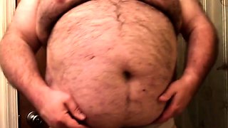 Fat Bear Strokes Clitty and Plays with Belly and Breasts