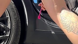 Explosive squirt on the highway, filmed quietly and almost