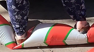 Big Beautiful Woman Nurse Vicki Crushes This Blow up Candy Cane