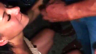 Public Blowbang, Gangbang, Bukkake, and Internal Anal Creampie with Strangers at an Adult Theater