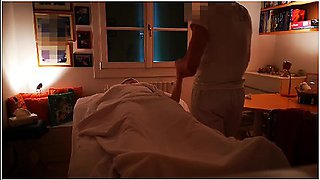 Professional Masseur Makes A Stranger Woman Cum 3 Times And Cums On Her Belly