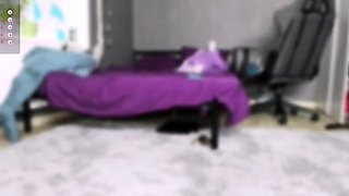 Tight tranny Yuri Myeon in red lingerie solo masturbation