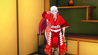 Rias Gremory kimono sex at the festival - DXD NTR Madness Series