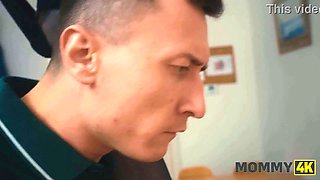 Mommy4k. cougar with massive knockers helps to pass the check...