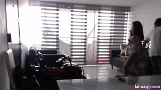 Big Busty Latina MILF Cleaner Jerks Off Huge Natural Tits - Homemade Part 3