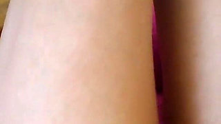 Finger Fucking Moaning Orgasm with Butt Plug in Ass Wearing Bright Blue Knee High Socks