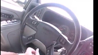 Wife Gives Sissy Girl a Handjob While Driving in Town Making a Cum Mess Everywhere