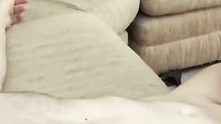 Busty Pale Redhead Licked and Fucked on the Beige Couch
