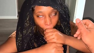 Arab Girl Gives a Massage and Blowjob to a Big Cock