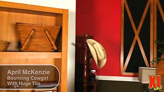 BBW Cowgirl YEEHAW! - Bbw cowgirl with big naturals solo striptease and masturbation