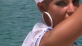 Big Tits Sailor Babe Flashing Outdoors by the Sea