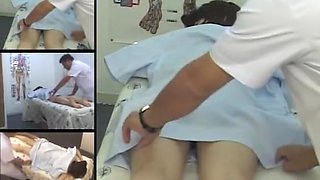 Cute Jap MILF fingered in voyeur massage room video