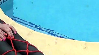 Wetsuit Bondage Mermaid Slippery Pool Kink with Fins, Rope & Deep Diving