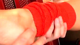 French Babe Using Her Feet and Pussy to Make Her Gym Friend Cum