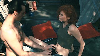 Redheaded Nina and James indulge in a wild outdoor romp