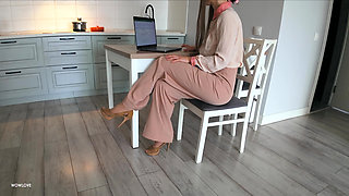 Bossy Step Mom Caught Her Step Son with a Boner While She Was Working