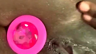 Butt Plug Deep in My Arse Still My Clit Pounding My Pussy with Dildo