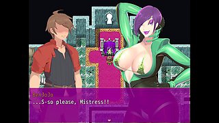 Dominatrix shakes the tower with her feet in this erotic cartoon adventure